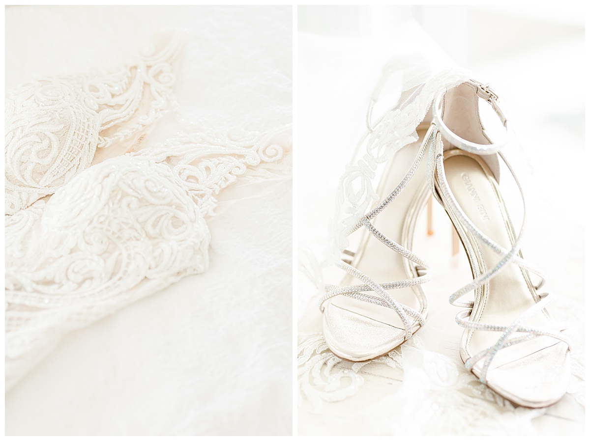 wedding shoes and wedding dress