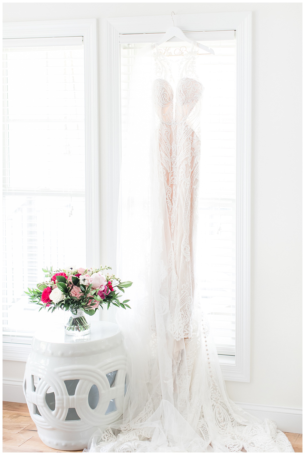 Martina Liana wedding dress and bridal bouquet