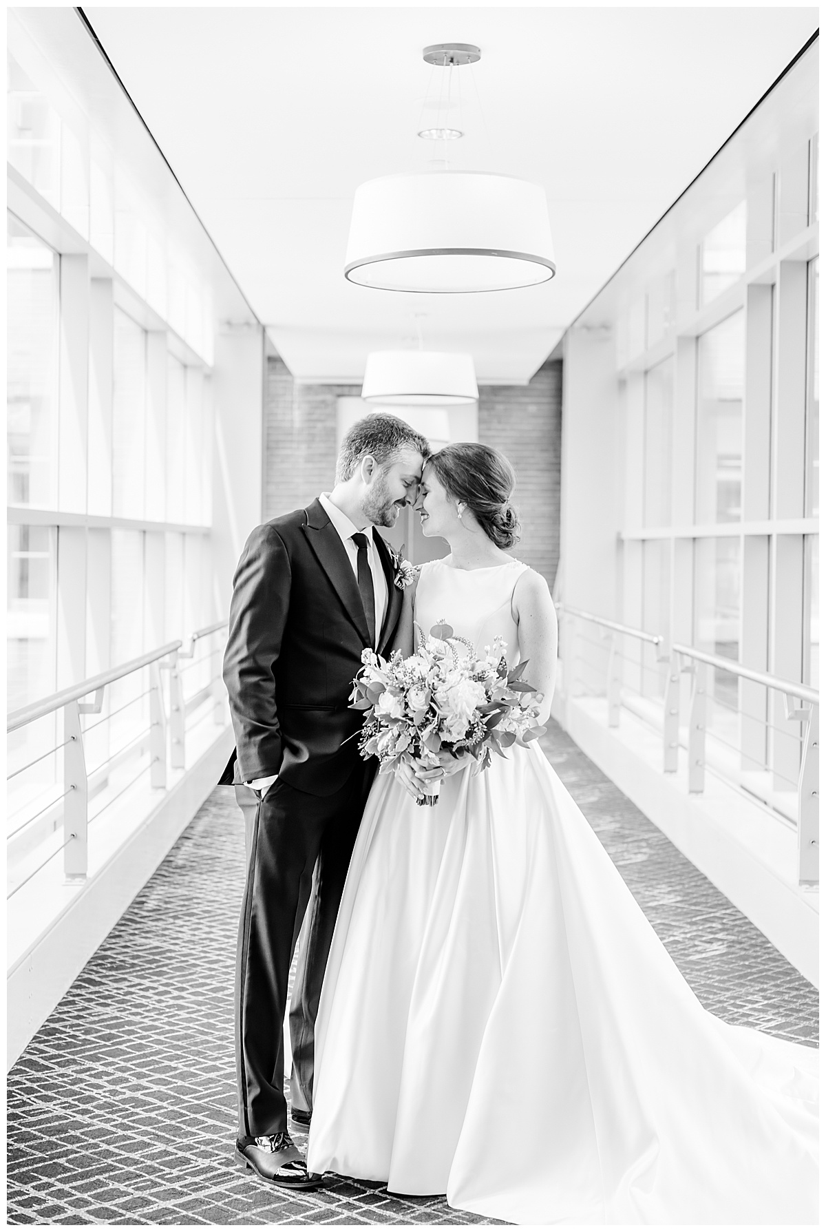 bride and groom at the St. Louis Westin Hotel