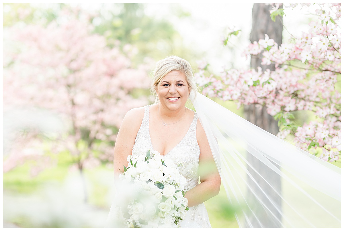 bride in the spring at tower grove park st Louis