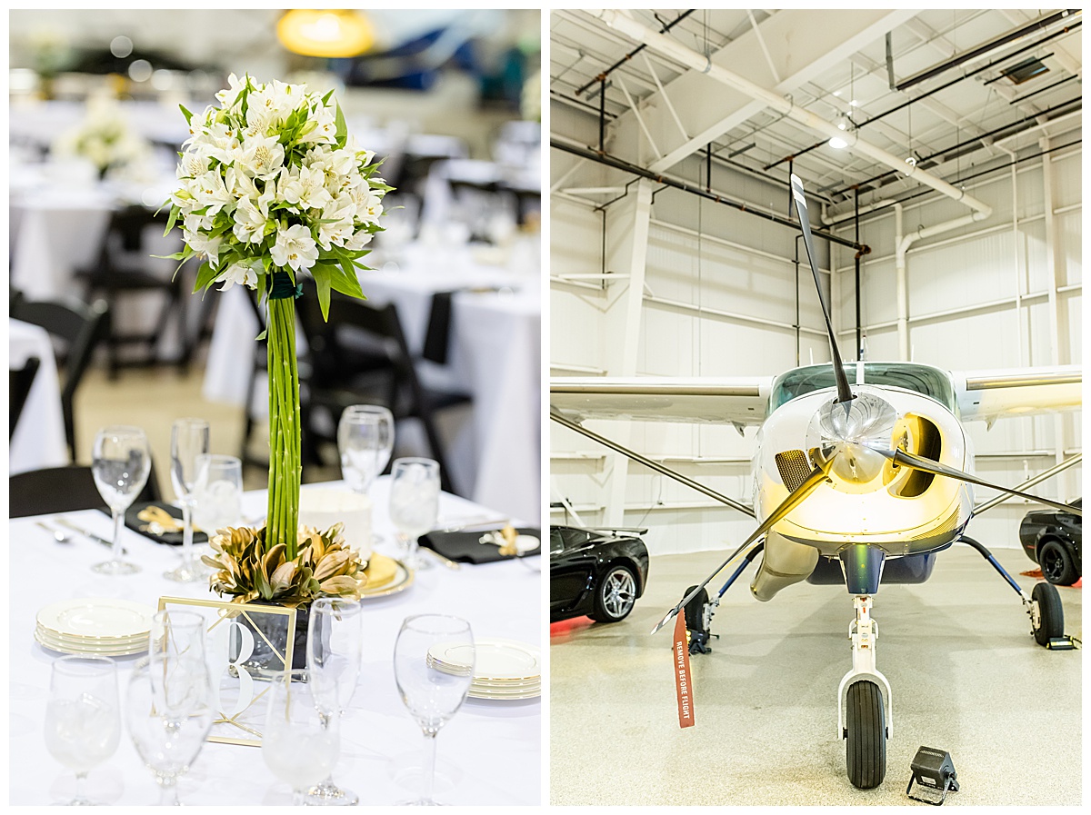 airplane hangar wedding centerpieces 