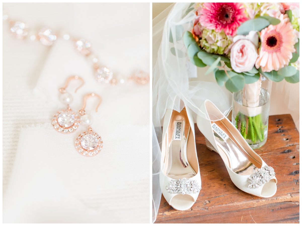 badgley mischka shoes and bouquet