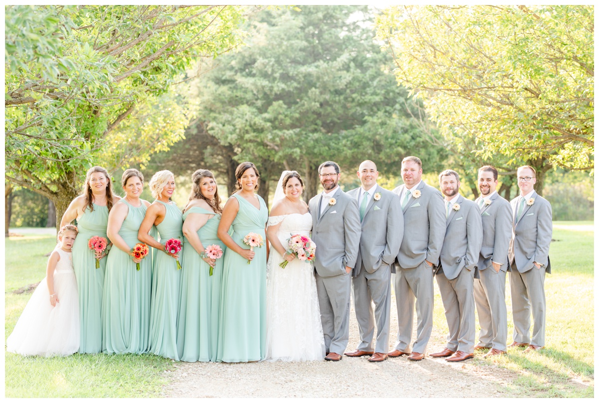 gray and green wedding party