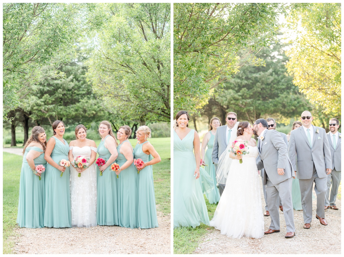 gray and green bridal party