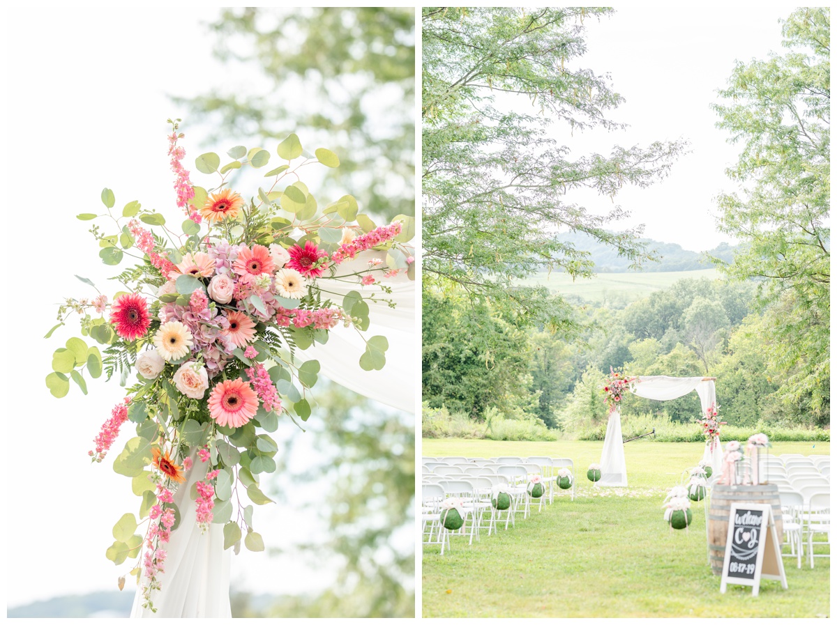 summer wedding florals for outdoor ceremony