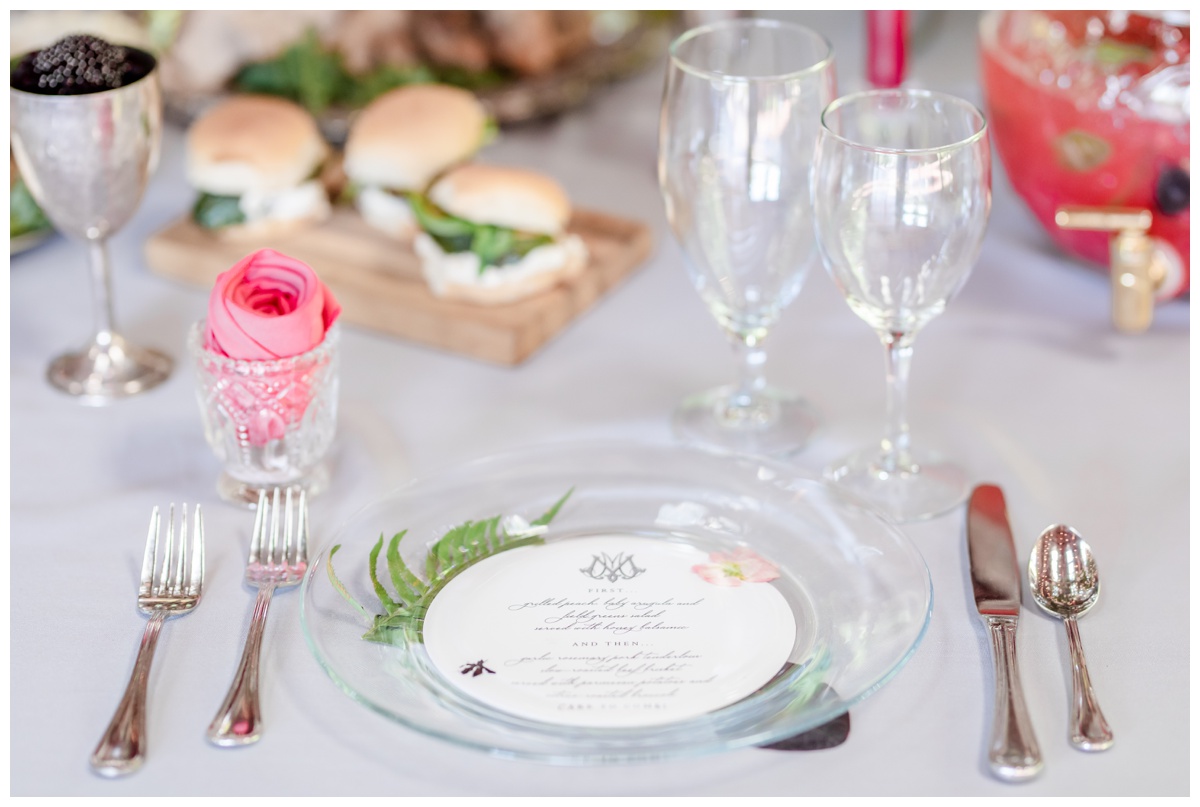 pressed flowers reception place setting