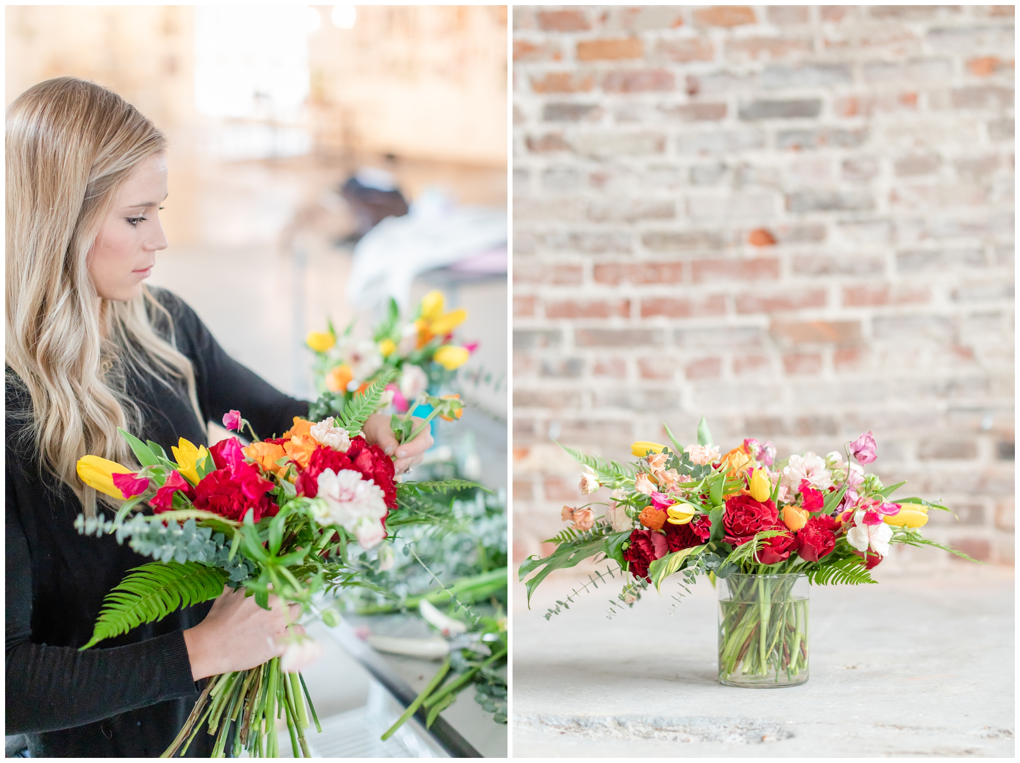 floral arranging at roses and mint