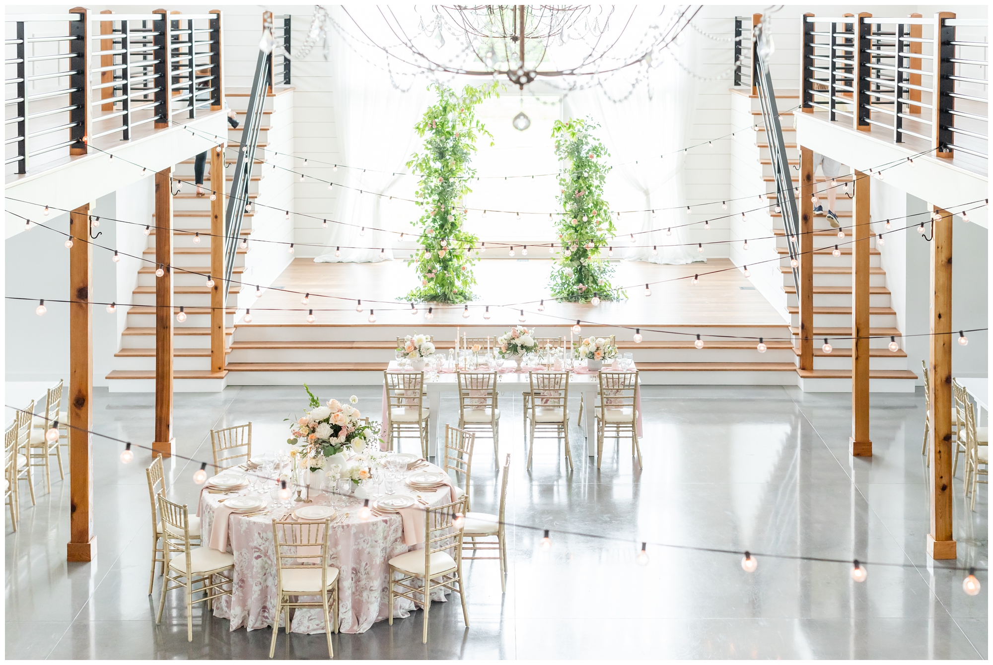 Styled wedding reception at Emerson Fields Wedding Venue