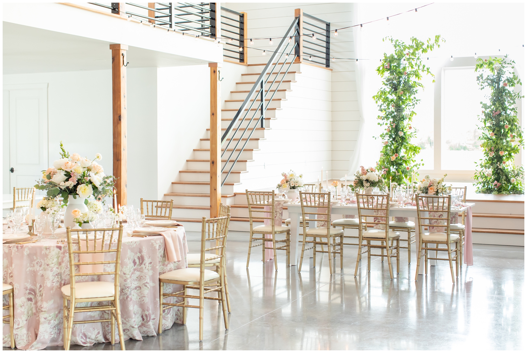 Styled wedding reception at Emerson Fields