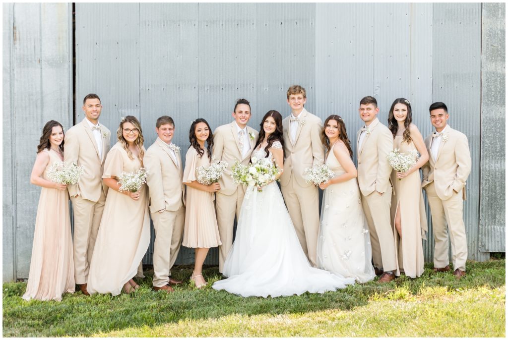 The whole bridal party is pictured. 
