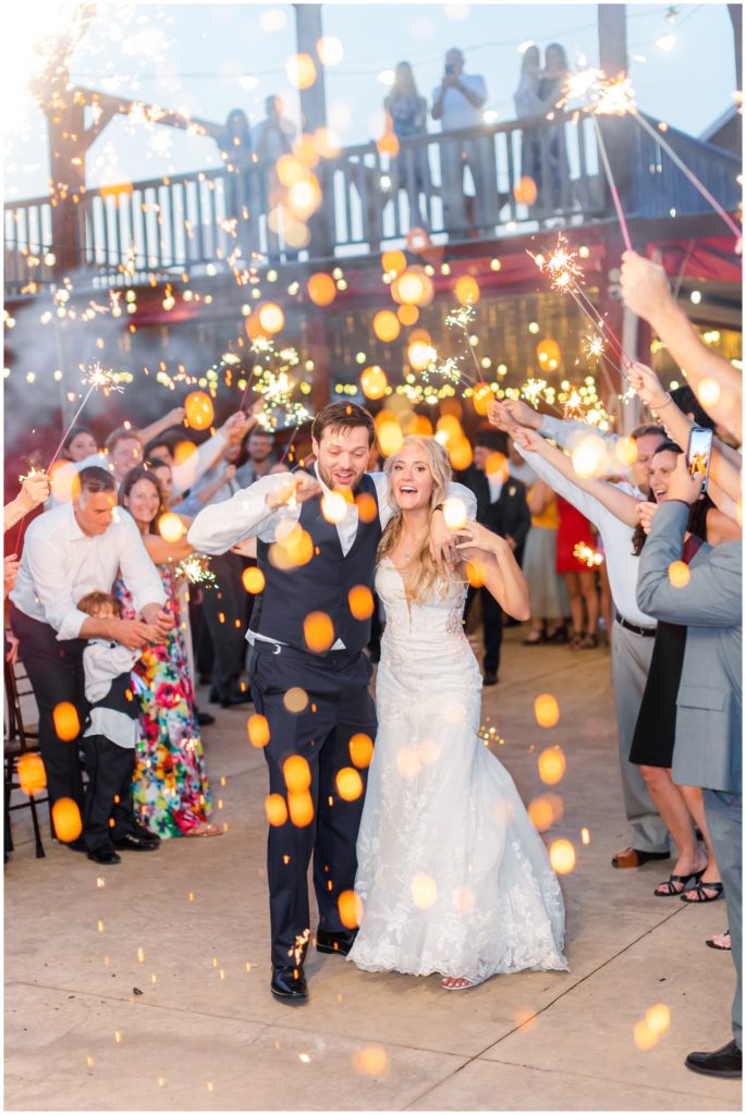 The bride and groom make their sparkler exit!