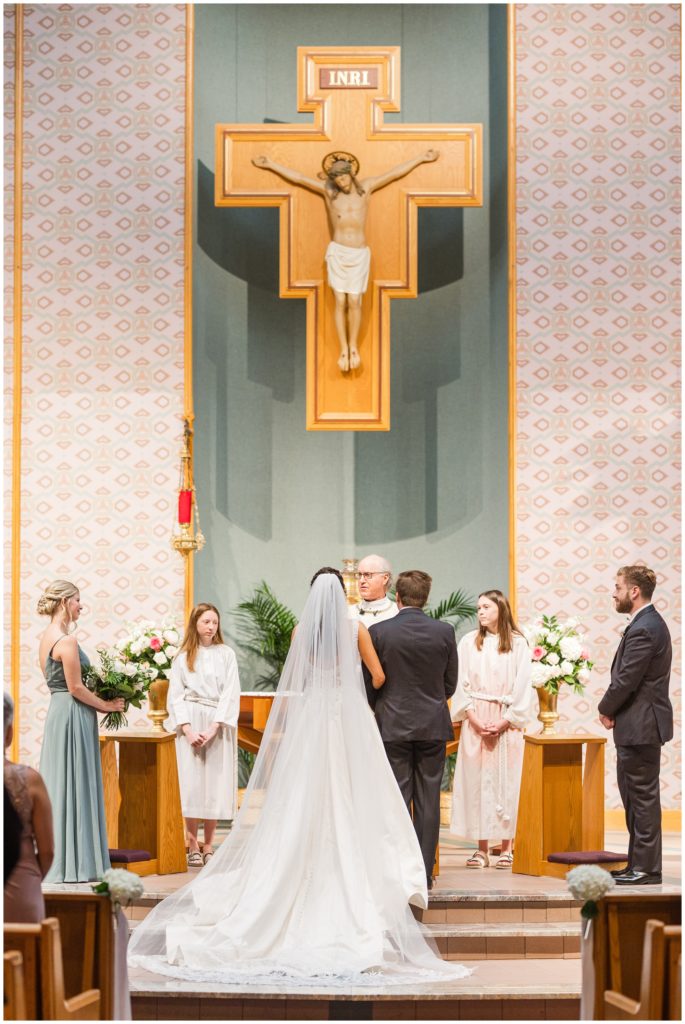 The wedding ceremony at St. Margaret Mary Alacoque Catholic Church
