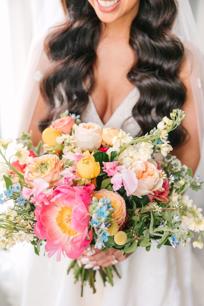St. Louis Bride, Colorful Summer bouquet, Missouri Photographer