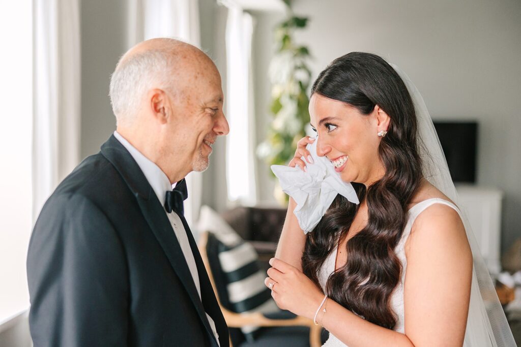 Bride and Dad, First Look, Luxury Wedding Photographer St. Louis