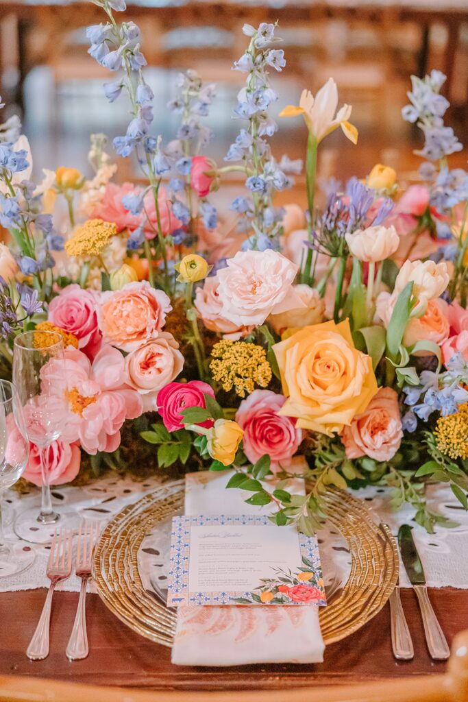 pastel, colorful wedding florals, The Coronado wedding venue