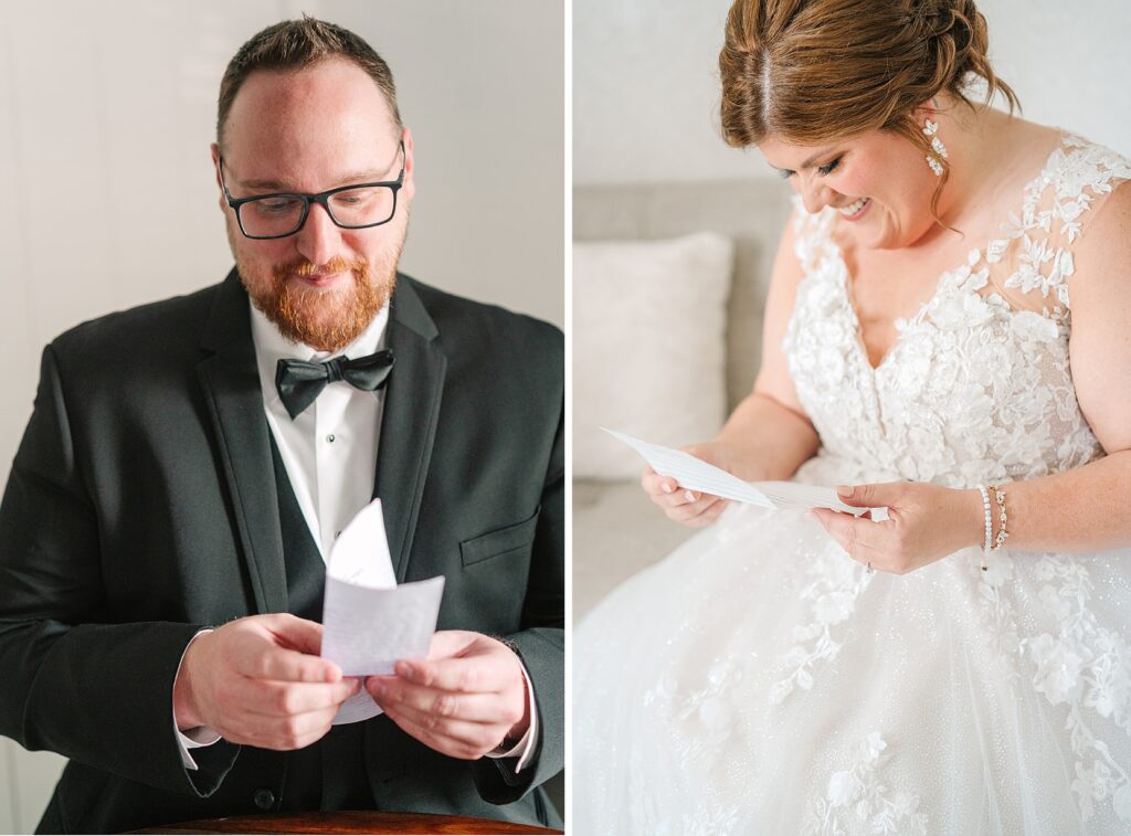 Bride and groom handwritten notes