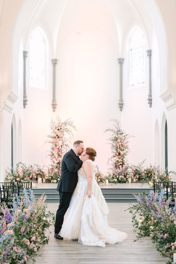 Bride and groom ceremony St. Louis area wedding venue, Main Street Abbey, Emily Broadbent Photography