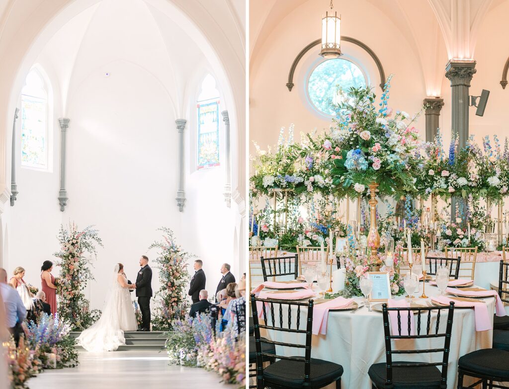 Handwritten vows, transformation of ceremony to reception, St. Louis, Missouri wedding vendors, Main Street Abbey transformed