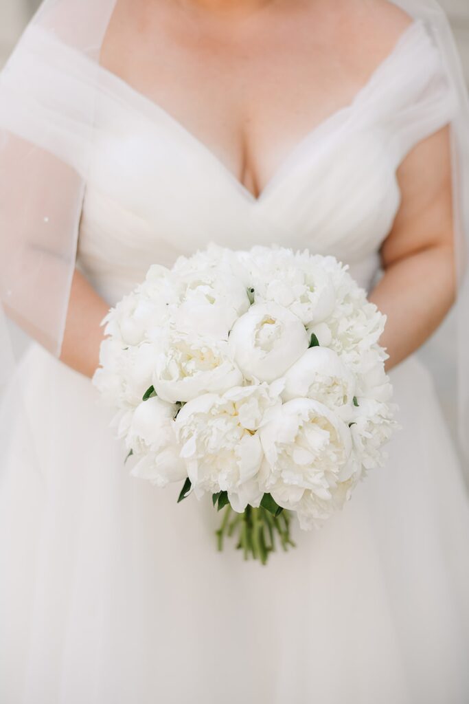 White peony bouquet, bridal bouquet, Emily Broadbent Photography