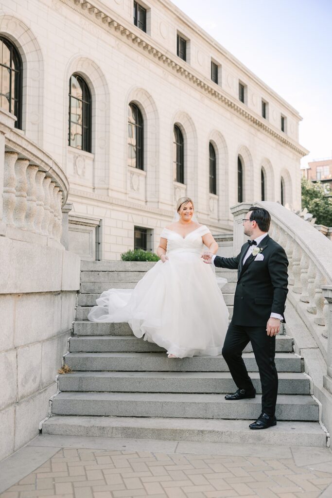 Bride and Groom at St. Louis Library, Romantic bride and groom photos St. Louis, St. Louis photography location inspiration