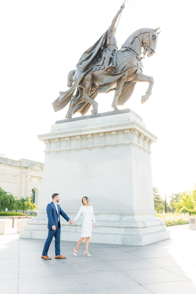 St. Louis Art Museum Engagement Session with Emily Broadbent Photography, Horse Statue